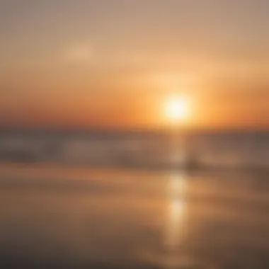 A serene sunset over the water, with silhouettes of kiteboarders creating a picturesque scene.