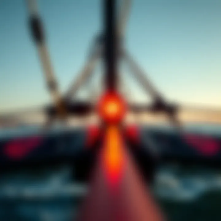 Close-up of a hydrofoil setup showcasing its intricate design.