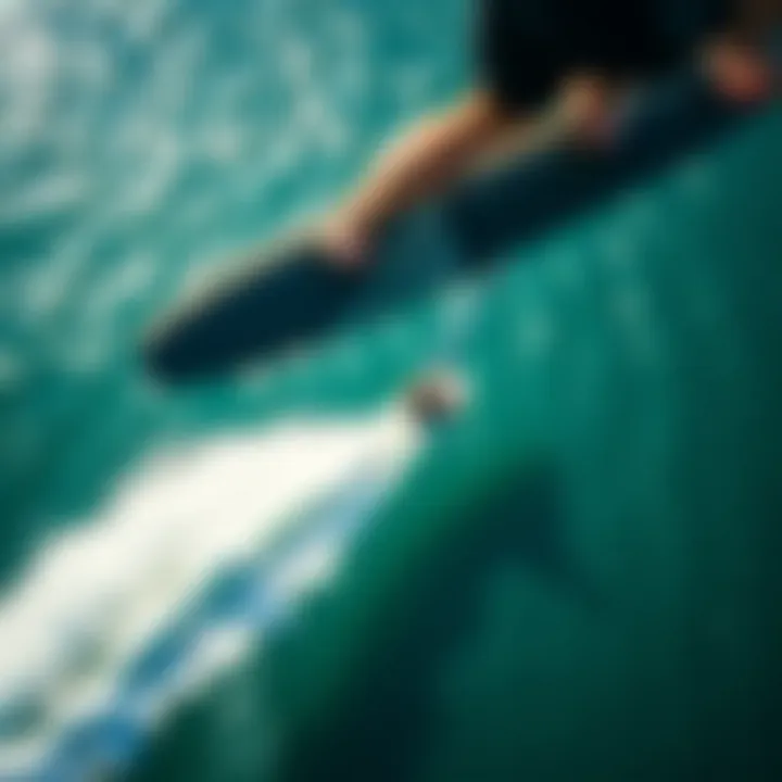 A stunning view of a rider gliding above the water on a hydrofoil.