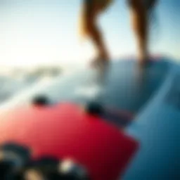 Close-up view of a Starboard surf inflatable board showcasing its unique design features