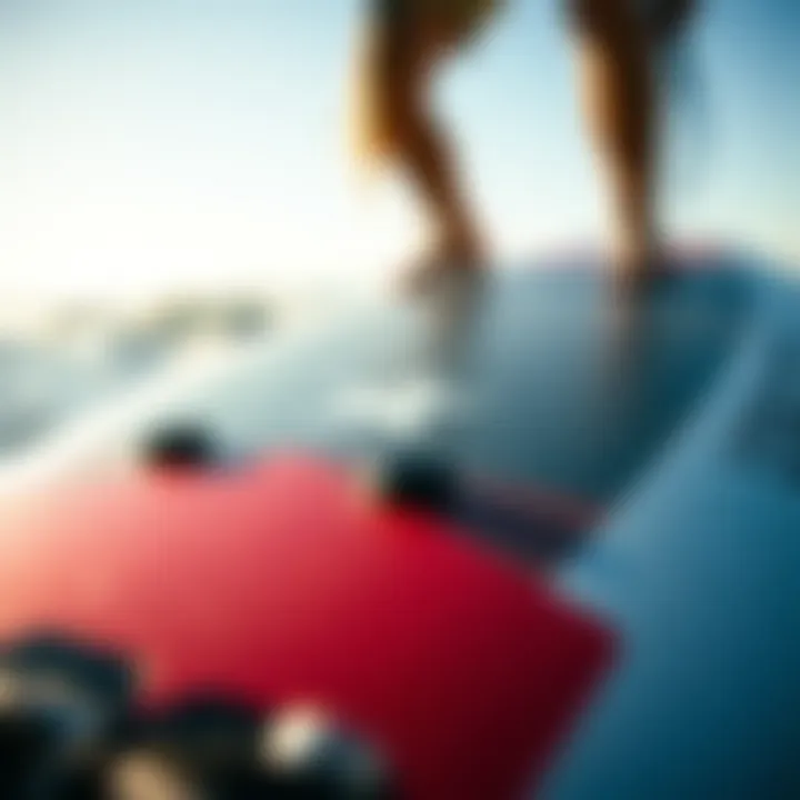 Innovative Design of Starboard Boards Close-up view of a Starboard surf inflatable board showcasing its unique design features