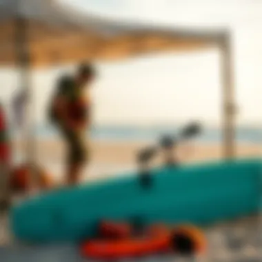 Preparing for an Adventure at Surfline Rodanthe Equipment setup for kiteboarding at the beach