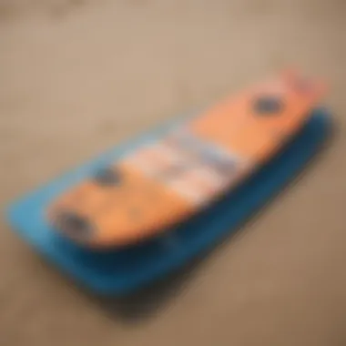 Detailed view of a kitesurf board showcasing its design elements