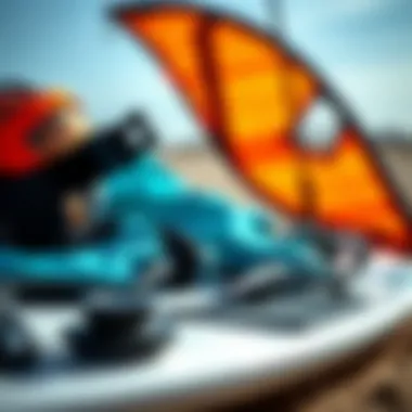 Kite Surfing Gear Essentials A close-up of essential kite surfing gear including a kite and board