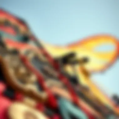 Close-up of intricate kite designs showcasing craftsmanship and colors