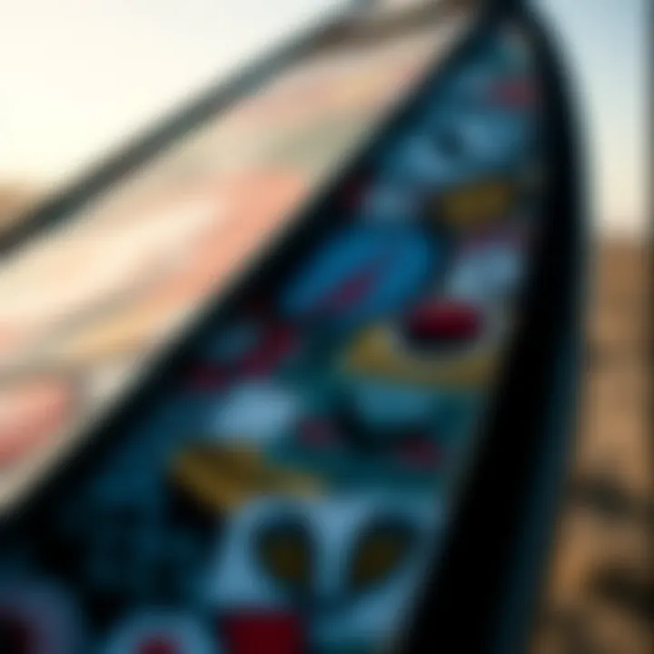 Intricate Patterns Enhancing Kite Aesthetics Close-up of intricate sticker patterns on a kite