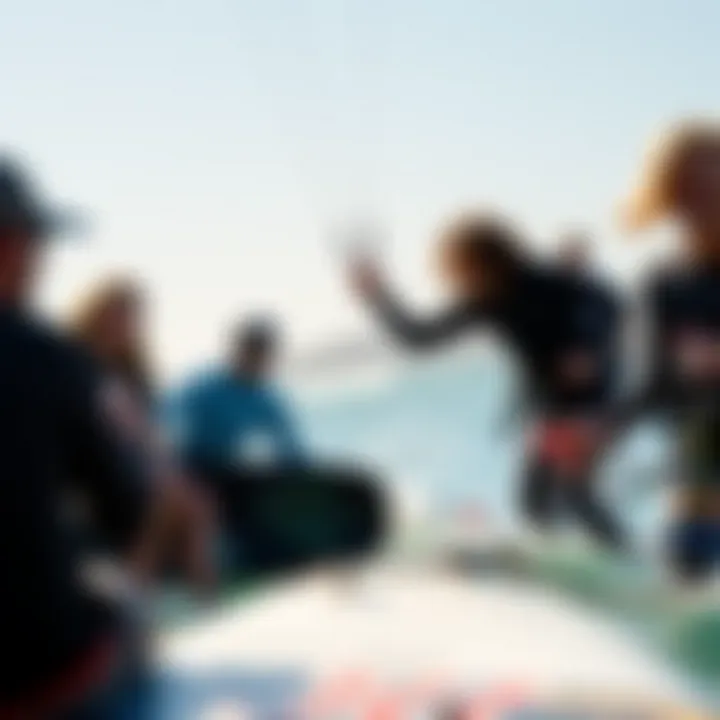 Group of kiteboarders enjoying a community event