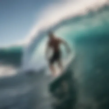 Surfer navigating a complex wave with expert pumping