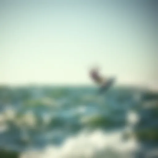 Kiteboarding rider gliding effortlessly over water