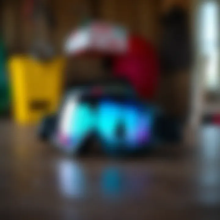 Maintenance Tips for Kiteboarding Goggles Care tips for maintaining kiteboarding goggles on a wooden table