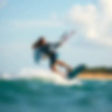 A female rider showcasing her poncho while kiteboarding