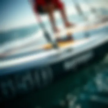 Close-up of the foil board's design and materials