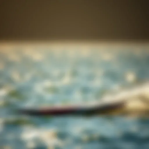 A sleek foil board gliding over the water