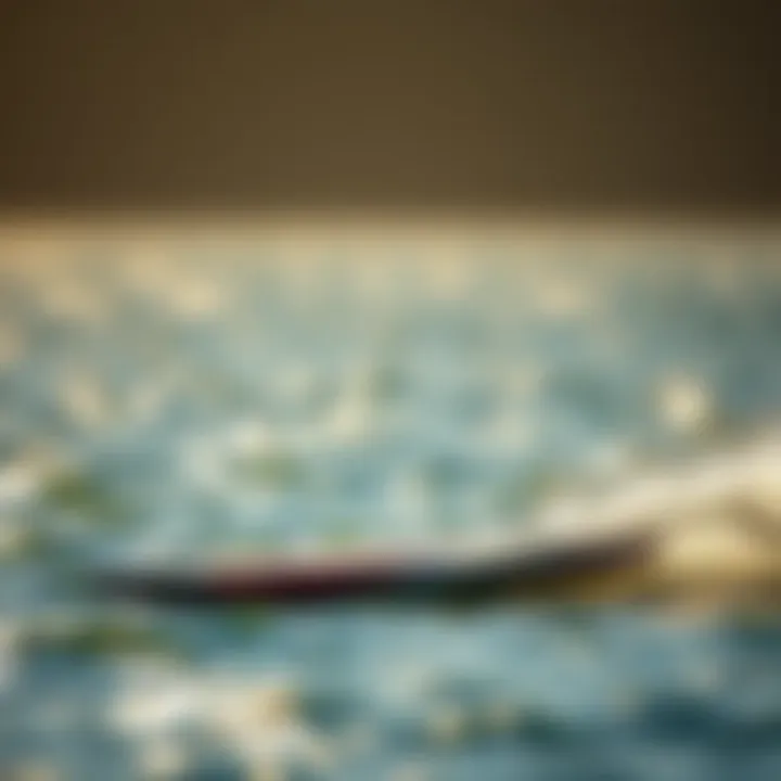 A sleek foil board gliding over the water