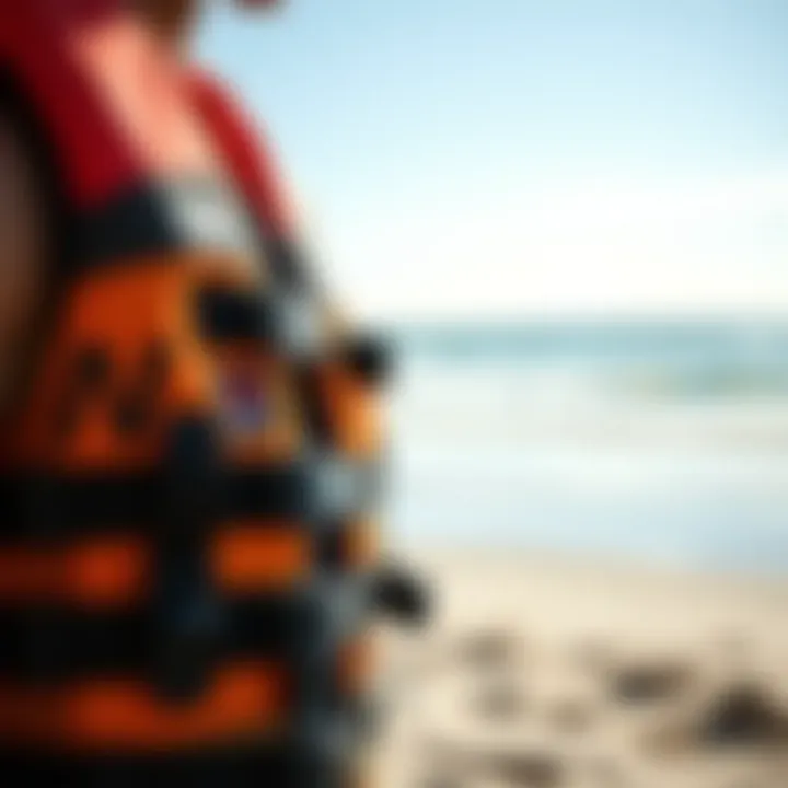 The Importance of Proper Fit for Life Vests in Water Sports A well-fitted life vest displayed on a beach setting