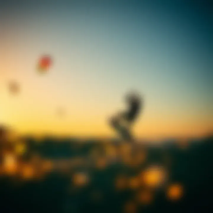 A competitive kiteboarding event in action