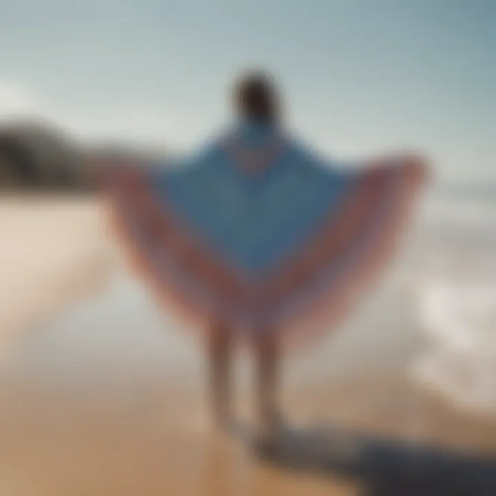 Stylish poncho towels on a beach