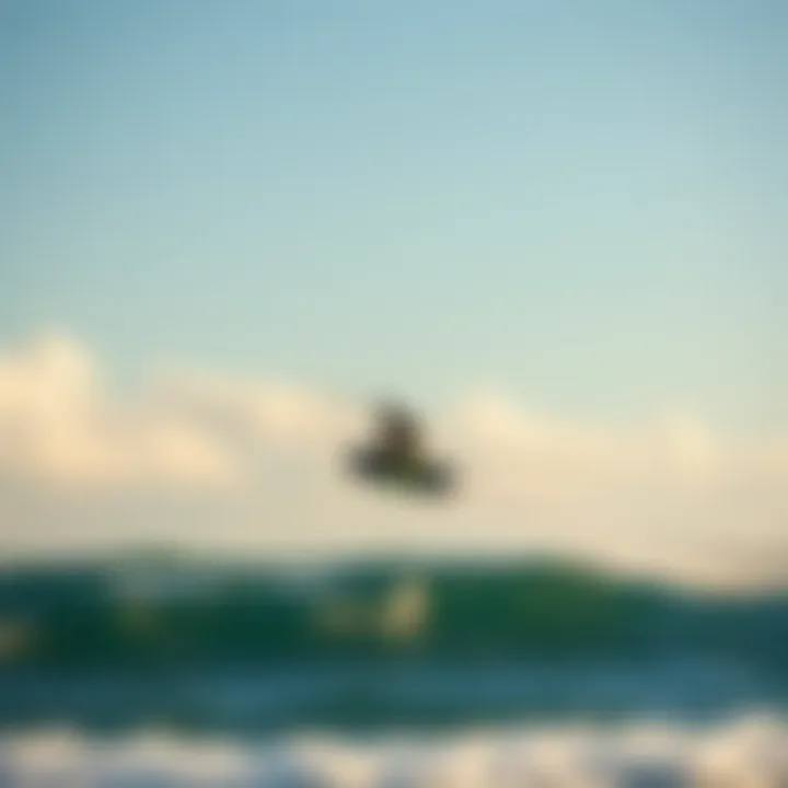Kiteboarder gliding over the water at Tourmaline