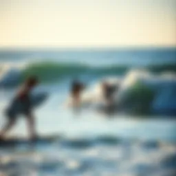 Surfers riding waves at Tourmaline Beach