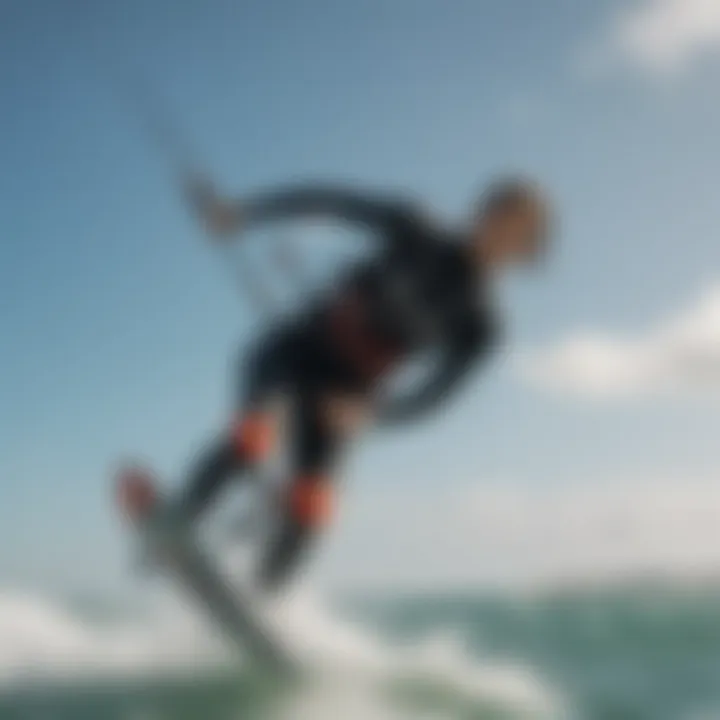 Kiteboarder in action wearing a Truli wetsuit on vibrant waters