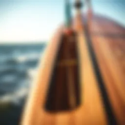 Close-up view of twin tip kiteboard construction