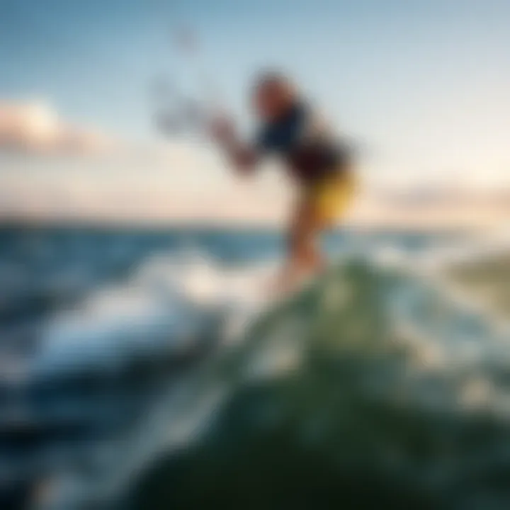 Rider demonstrating twin tip kiteboard performance on water