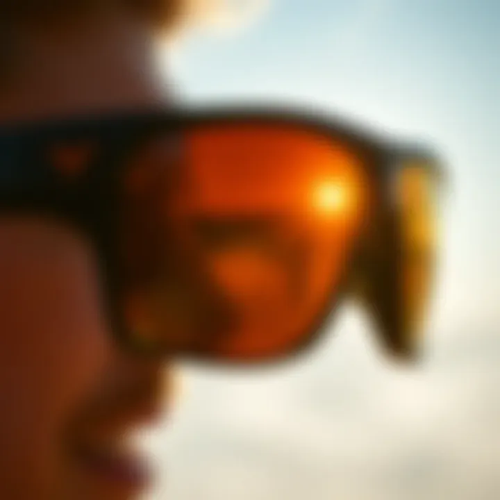 UV Protection Features of Typhoon Sunglasses Close-up of Typhoon sunglasses highlighting UV protection features under bright sunlight.