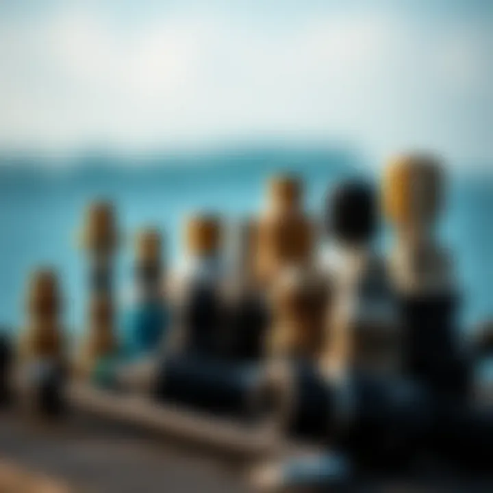 Diverse air pump nozzle adapters array for kiteboarding