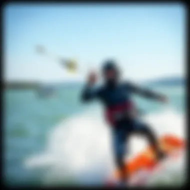 Kiteboarder using a compatible air pump nozzle adapter