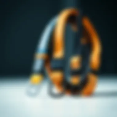 Different types of board leashes displayed side by side