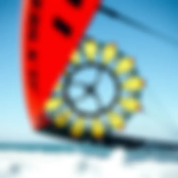 Close-up of a Flexifoil kite showcasing its intricate design and technology