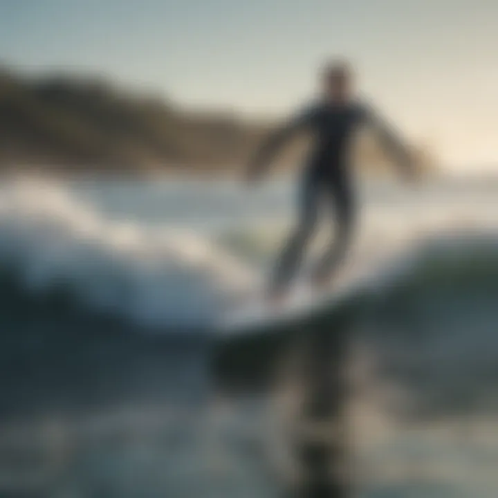 A rider gracefully gliding above water on a foil surfboard