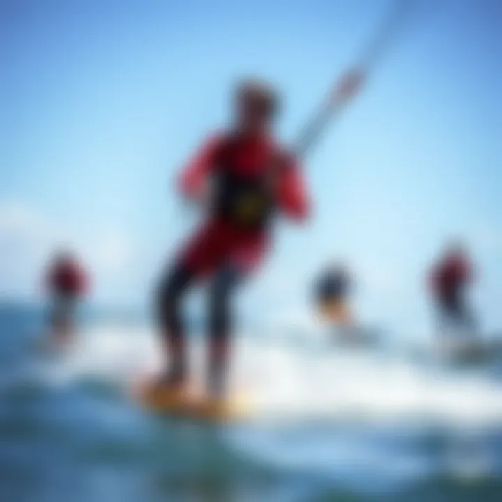 Kiteboarders in action wearing heat suits in different water conditions