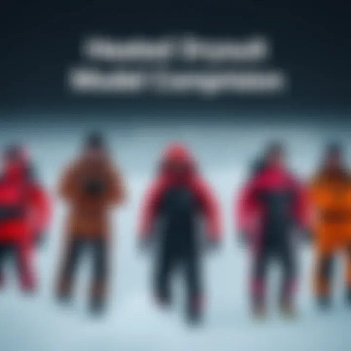 Comparison chart of various heated drysuit models and features