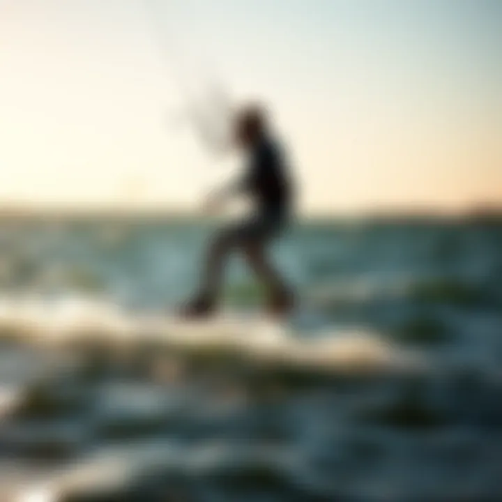 Hydrofoil in Action A kiteboarder using a hydrofoil on water, highlighting performance.