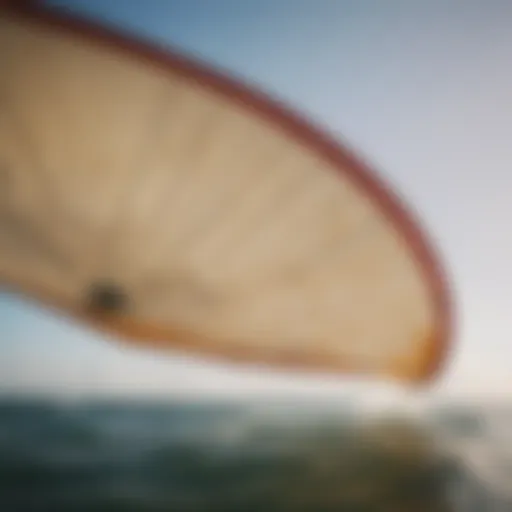 Detailed view of a kite sail showcasing its design elements