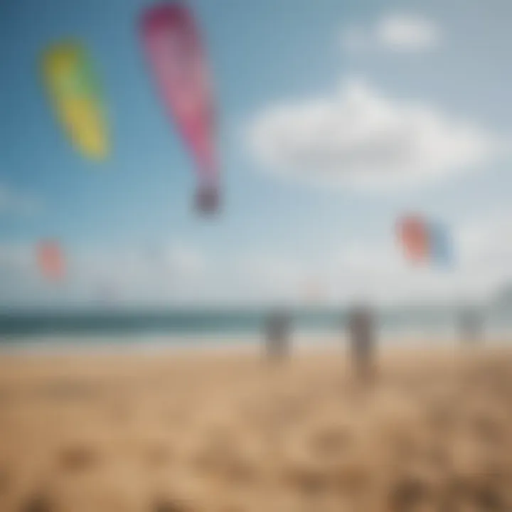 Different types of kite sails displayed together