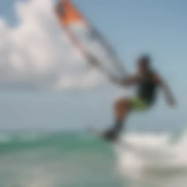 Kiteboarding lesson in action with an instructor