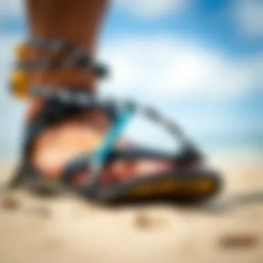 Close-up view of a footstrap design showcasing its structure and materials