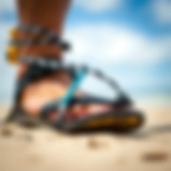 Close-up view of a footstrap design showcasing its structure and materials