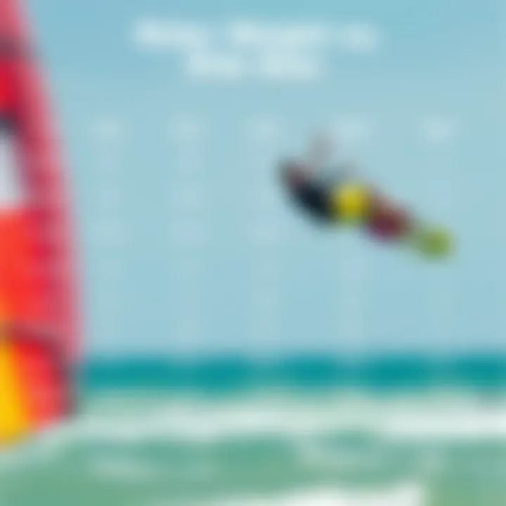 Rider Weight vs. Kite Size Chart Chart of rider weight and kite size