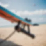 Detailed view of a kitesurfing control bar