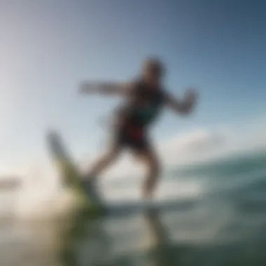 A kitesurfer enjoying a thrilling ride