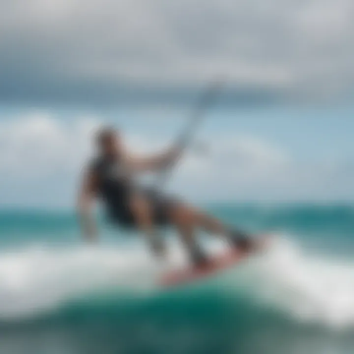 Kiteboarding techniques displayed against a backdrop of ocean waves