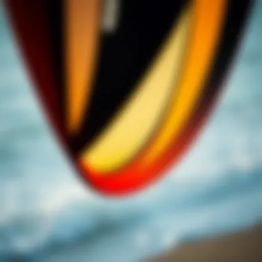 Hydrodynamic Wing Design Close-up of the wing shape on a kiteboarding foil demonstrating hydrodynamics.