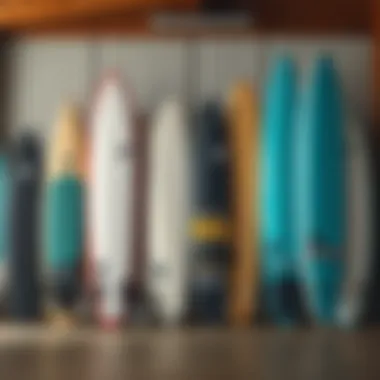 An array of foil surfboard models displayed for comparison