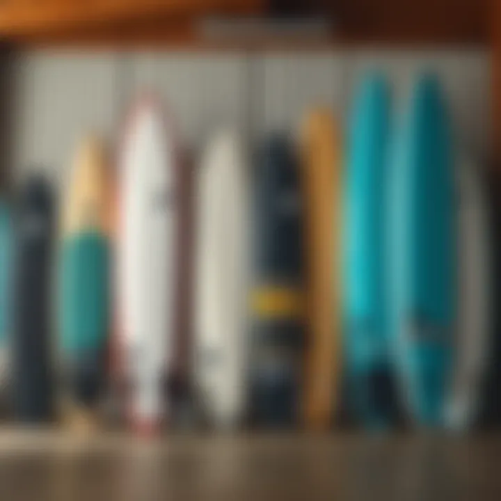 An array of foil surfboard models displayed for comparison