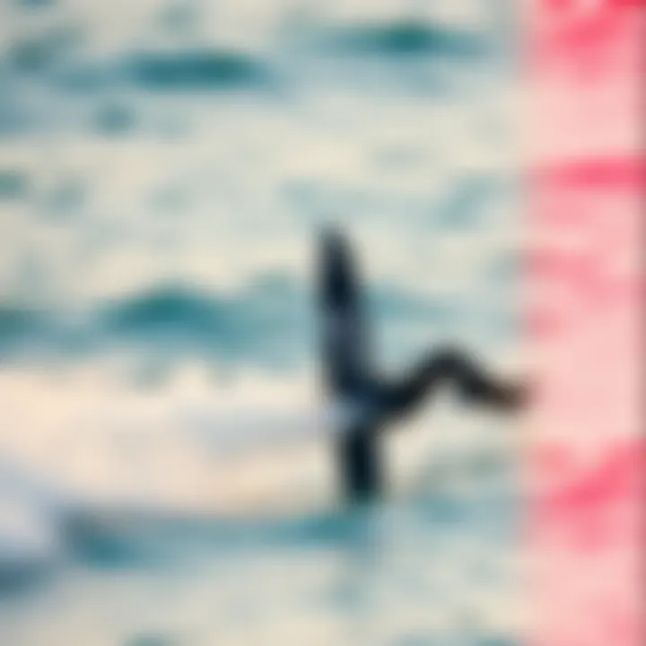 A sleek foil surfboard gliding over the water surface