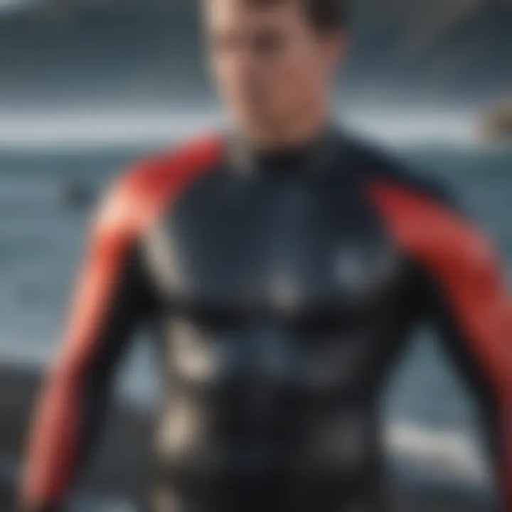 Close-up of wetsuit material showcasing flexibility and durability