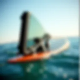 Detailed view of a foil surfboard showcasing its design and structure